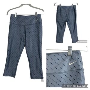 Nike Gray DRI-FIT Crop Leggings‎ Athletic Yoga Running Perforated Women's